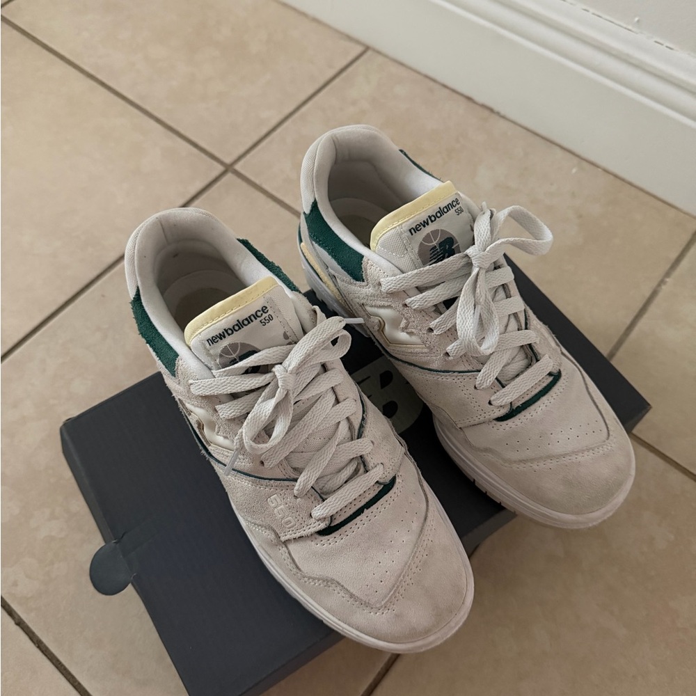 New Balance Cream and Green Athletic Shoes